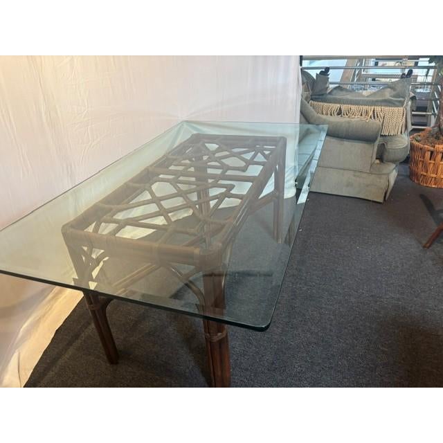 Coastal 1970s Lexington Palm Beach Style Rattan Dining Table For Sale - Image 3 of 8