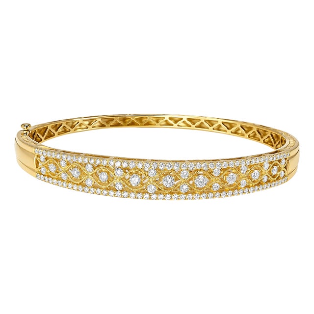 Late 20th Century 14K Mildred Rose Pink Gold Diamond Bangle Bracelet Estate For Sale