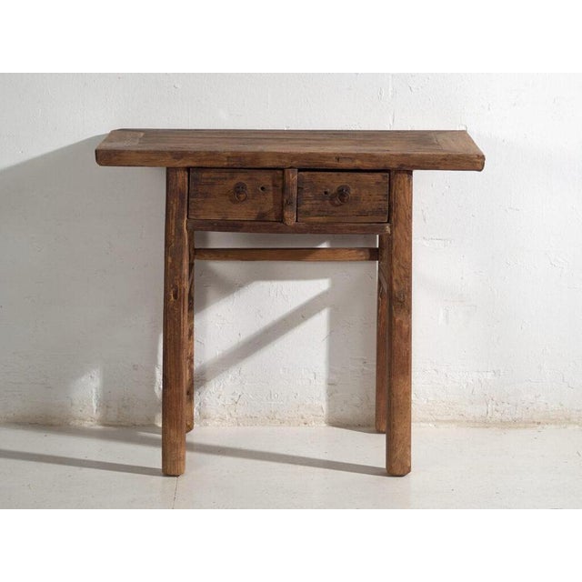 Brown Antique Elm Console Table For Sale - Image 8 of 12