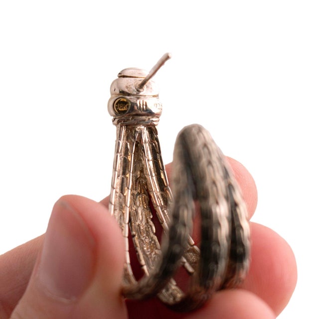 Late 20th Century John Hardy Sterling Silver and 18k Gold Half Hoop Earrings, A Pair For Sale - Image 4 of 4