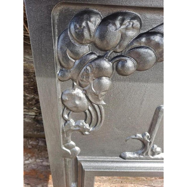 Antique Edwardian Art Nouveau Cast Iron Fireplace Mantel Surround, 1890s For Sale - Image 16 of 18