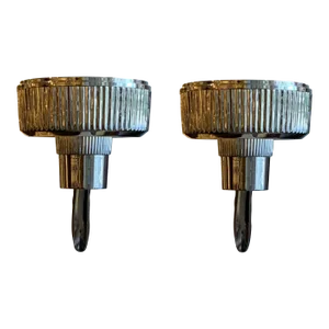 Art Deco Style Polished Nickel Ribbed Car Mirror Sconces Pair