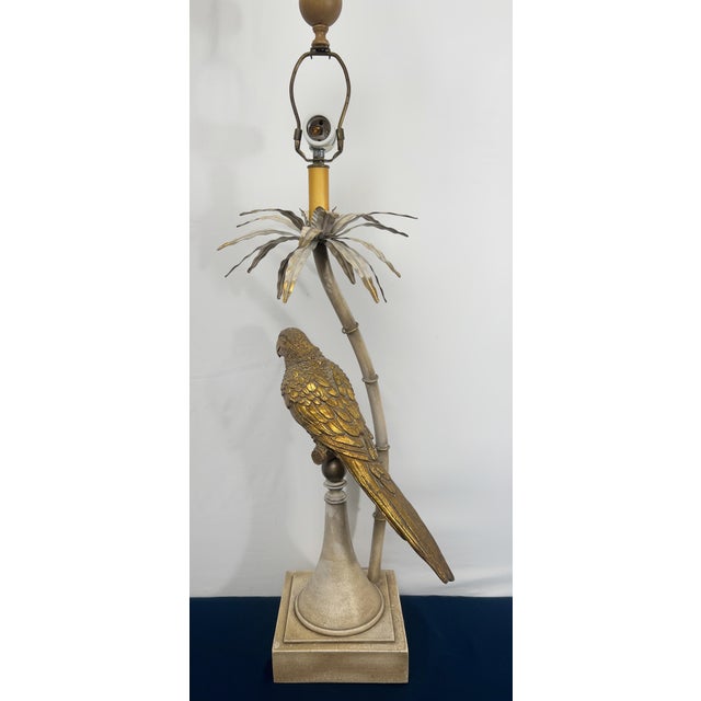 Vintage Hollywood Regency Palm Tree Parrot Table Lamp For Sale - Image 11 of 12