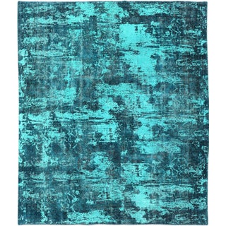 Luxurious Modern Design Vintage Rug in Shades of Blue, Turquoise, Teal and Green For Sale