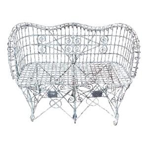Antique Wire Iron Garden Bench in the Manner of Salterini