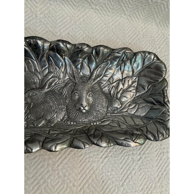 Figurative 1990 Arthur Court “Bunnies” Rectangular Tray For Sale - Image 3 of 8