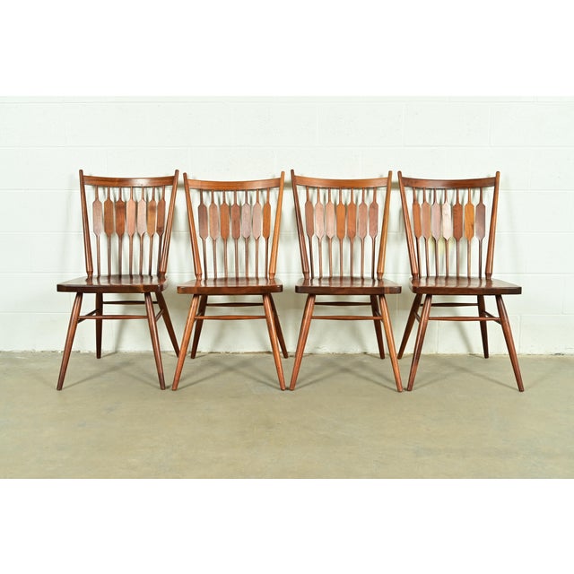 Kipp Stewart for Drexel Declaration Sculpted Walnut Dining Chairs, Set of Four For Sale - Image 12 of 12