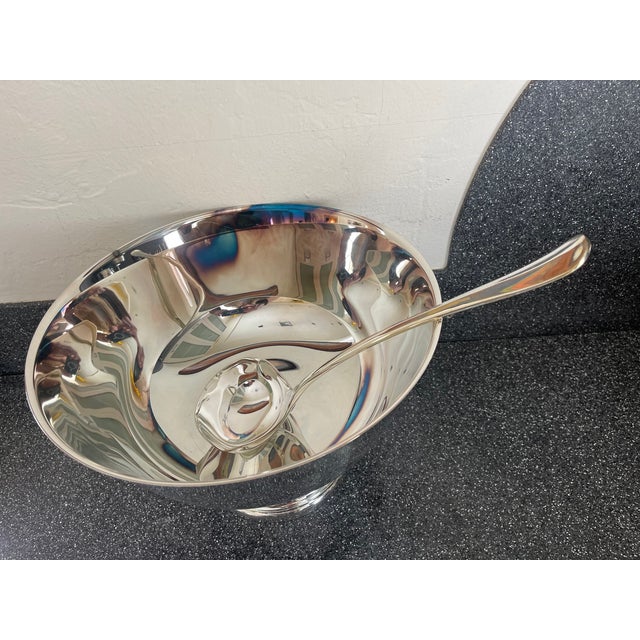 Metal 1990s Silver-Plated Punch Bowl Set For Sale - Image 7 of 9