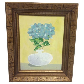 Vintage Original Blue Hydrangea Framed Art For Sale