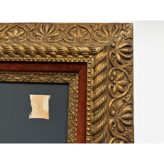 2020s “Rodeo” Black Abstract Art in 1860's Antique Frame, Transitional Living Room Art by JTS For Sale - Image 5 of 10