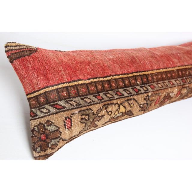 Textile Handwoven Decorative REd&Brown Tone Lumbar Rug Pillow Cover -13'' X 44'' For Sale - Image 7 of 9