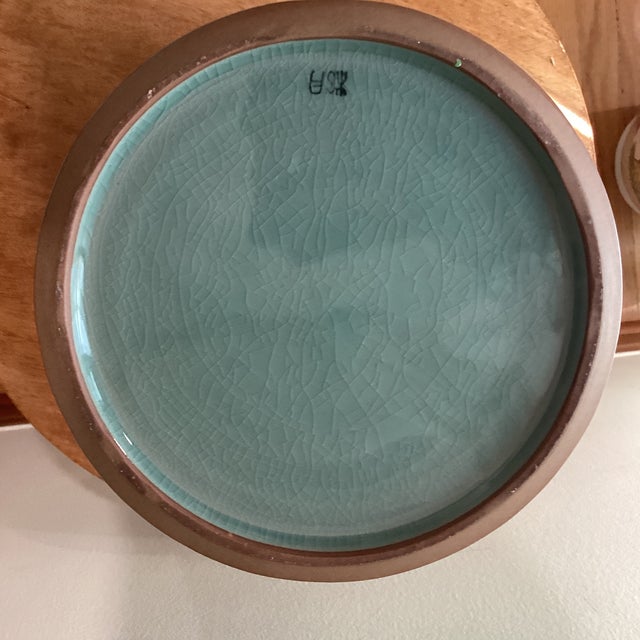 Celadon Mid 20th Century Korean Meiping Porcelain Celadon Crackle Glazed Flying Granes & Clouds Pattern Inlay Design Prunus Vase For Sale - Image 8 of 12