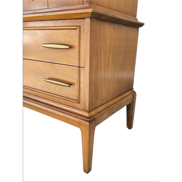 Wood 1960s Highboy With Sculpted Spade Handles For Sale - Image 7 of 16