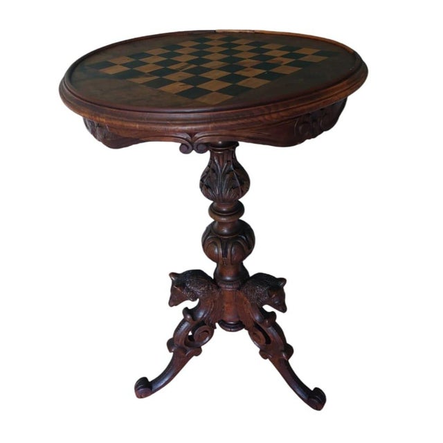 Brown Antique Chess Table, 1900 For Sale - Image 8 of 8
