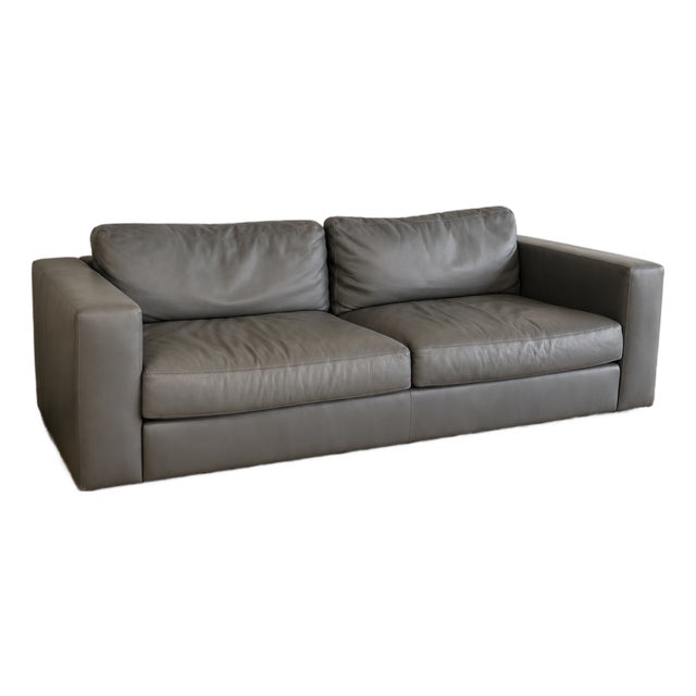 Design Within Reach Reid Sofa 86"- Gray Leather For Sale