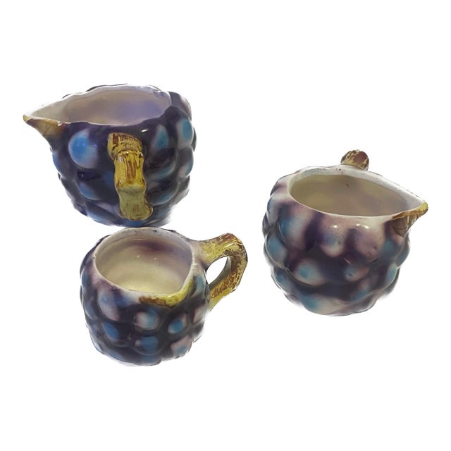 Mid 20th Century Japanese Majolica Loganberry Graduated Pitcher Set ...
