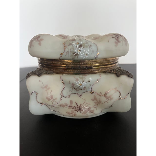 Victorian Large Antique Wavecrest Dresser Box Floral For Sale - Image 3 of 8