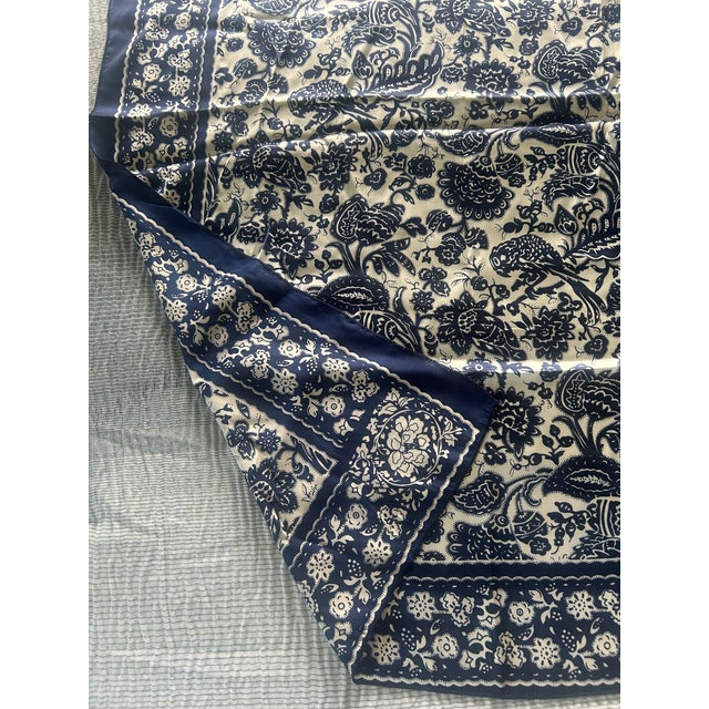 1970s Vintage Tidi Large Silk Scarf With Chinoiserie Birds & Florals, 39” X 38” For Sale - Image 5 of 6