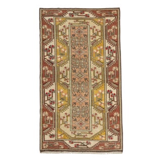 1960s Vintage Turkish Milas Wool Rug- 3′10″ × 6′8″ For Sale