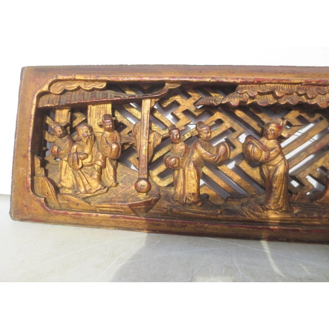Chinese Antique Chinese Gilt Wood Carved Furniture Panel For Sale - Image 3 of 7