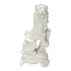 Nymphenburg Blanc De Chine Porcelain 'Lion Baroque' Figurine With Bavarian Crest