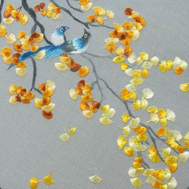 Double-Sided Suzhou Embroidery “Autumn Bird & Flower” Artwork – Handcrafted Silk Feng Shui Decor For Sale - Image 6 of 6