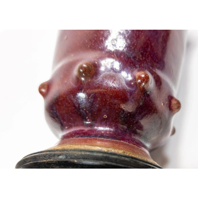 Mid-Century Chinese Style Flambe French or American Art Pottery Table Lamp For Sale - Image 16 of 17