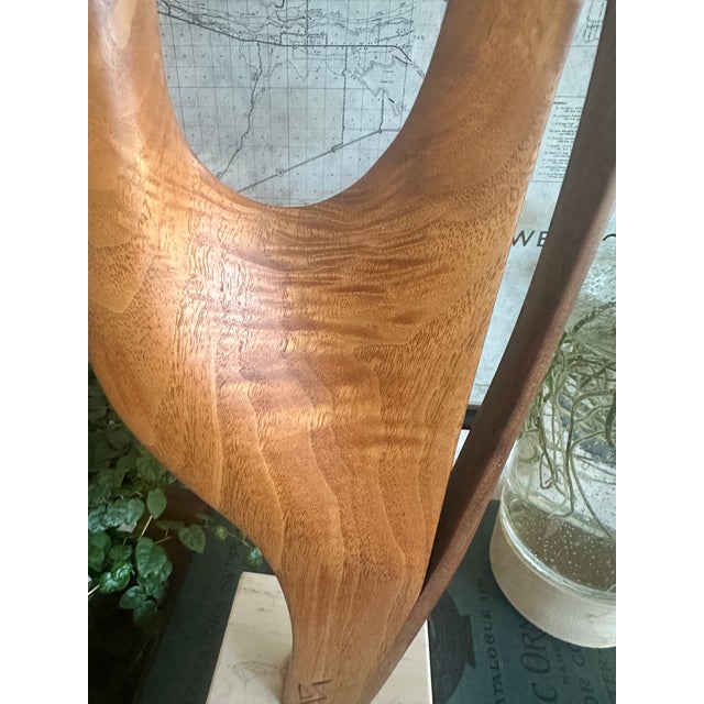 1990s Modern Abstract Wood Sculpture on Marble Base by Dennis Sohocki For Sale - Image 5 of 10