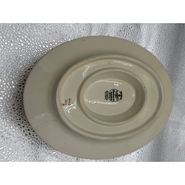 Hutschenreuther China Early 1900s Hutschenreuther “Margarete” Porcelain China 6 Piece Serving Pieces Platters, Gravy Boat & Vegetable Bowl Set For Sale - Image 4 of 5