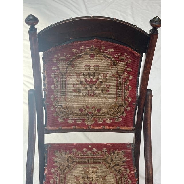 Brown Antique 1860s Civil War Officer's Folding Camp Carpet Chair For Sale - Image 8 of 12