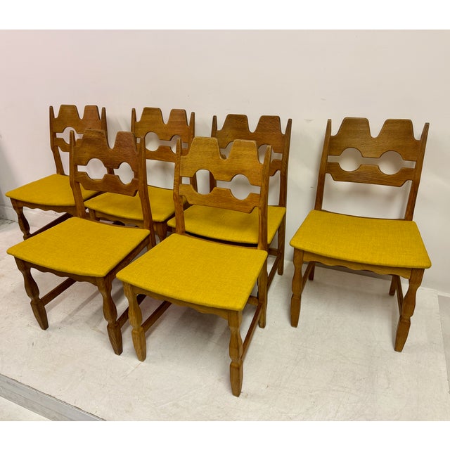 Danish Razorblade Oak Dining Chairs by Henning Kjaernulf, 1960s, Set of 6 For Sale - Image 11 of 18