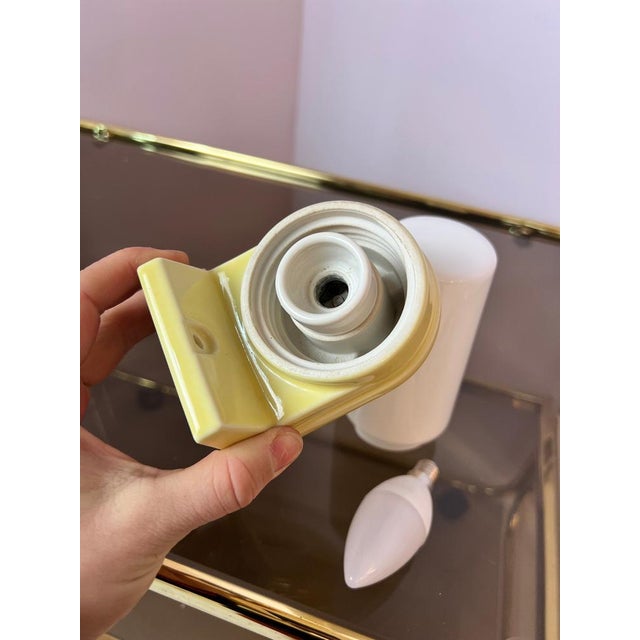 Glass Yellow Wall Lamp by Sigvard Bernadotte for Ifö For Sale - Image 7 of 11