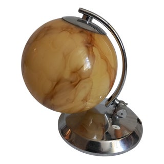 Art Deco Table Lamp in Glass and Metal For Sale