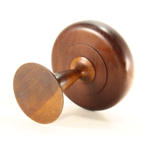 Victorian Mid. 1800's Turned Wood Treen Ware Raised Tazza, Compote For Sale - Image 11 of 12