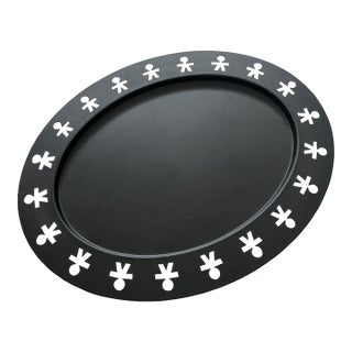 1980s Alessi Girotondo Black Oval Tray by King‑Kong (Discontinued) For Sale