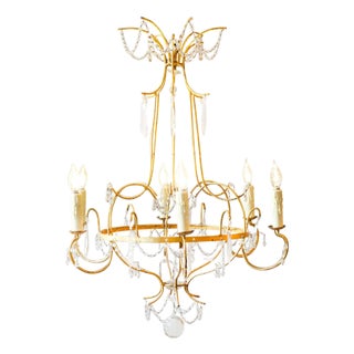 18th Century Maria Teresa Gilt Iron and Crystal Chandelier For Sale