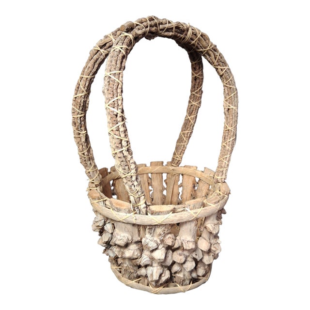 Antique Primitive Foraging Basket For Sale