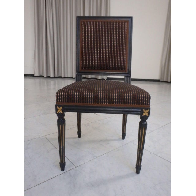 Wood Black and Golden Dining Chairs, 1990, Set of 4 For Sale - Image 7 of 14
