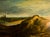 Oil painting on board of a French landscape, two figures in the center looking out over a valley, while a shepherd playing...