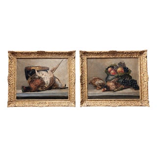 Chevalard, Still Lifes with Game & Fruit, Oil, Set of 2 For Sale