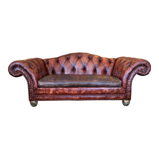 Councill Tufted Leather Camelback Sofa Chairish