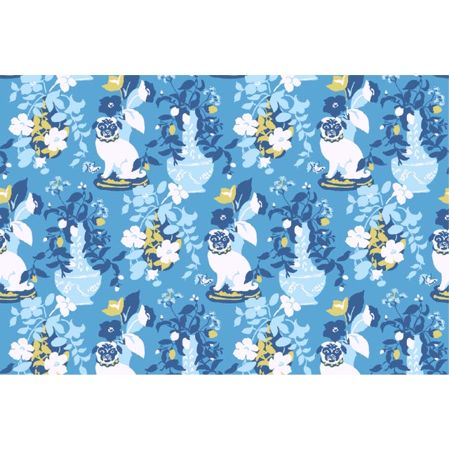 A 9.5" x 9.5" sample of Imperial Palace Island Blue Care Instructions: Pure Solvants Dry Cleaning