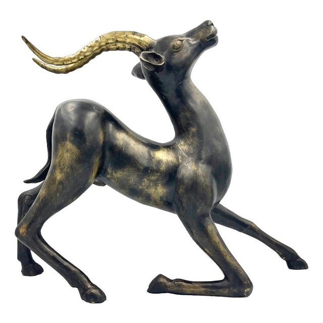 Large Bronze Gazelle Sculpture by Loet Vanderveen, 1970s For Sale - Image 11 of 11