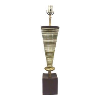 1950s Mid-Century Modern Brown Ceramic Atomic Lamp For Sale