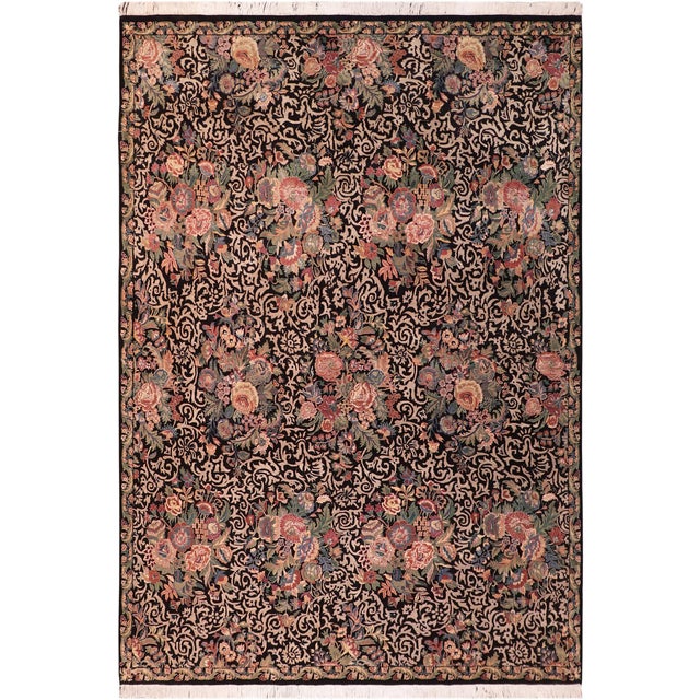 Black Elegant Shabby Chic Pak-Persian Black/Rust Wool Rug - 8'1'' X 10'3'' For Sale - Image 8 of 9