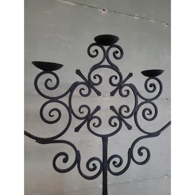 Metal Floor Candlestick in Wrought Iron For Sale - Image 7 of 14