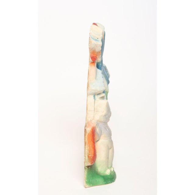Folk Art Vintage Painted Chalkware Carnival Chalk Children With Windmill Sculpture / Figurine For Sale - Image 3 of 7