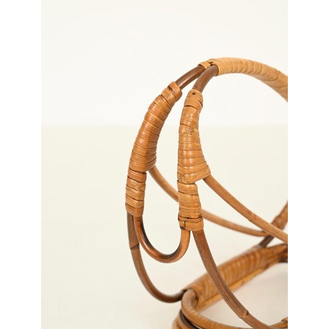 1950s Italian Organic Curved Rattan and Hand-Woven Wicker Bottle Holder, 1960s For Sale - Image 5 of 12