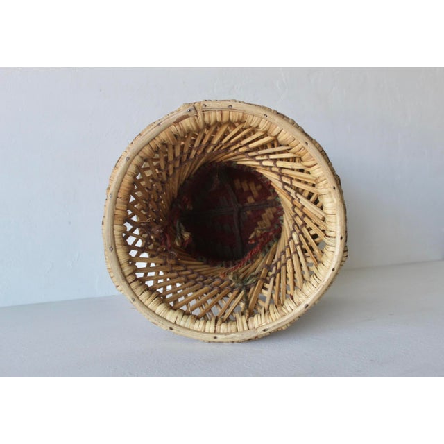 Vintage Woven Bamboo Rattan Woven Cane Wicker Stool Mid-Century For Sale - Image 15 of 17