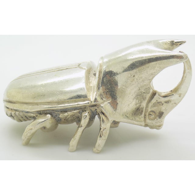 Vintage Italian Handmade Genuine Silver 1940s 1950s Rare and Heavy Hercules Beetle Figurine For Sale - Image 6 of 15